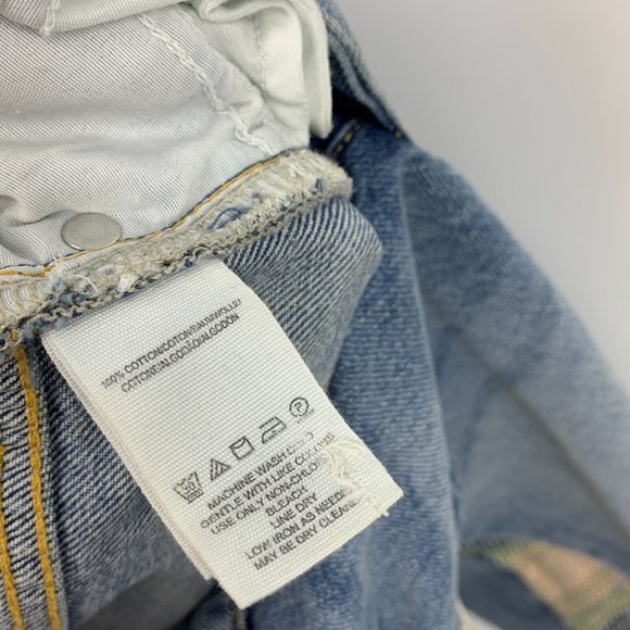 Free People Denim Shorts High Rise Blue Bermuda Distressed Tribal - Picture 12 of 12